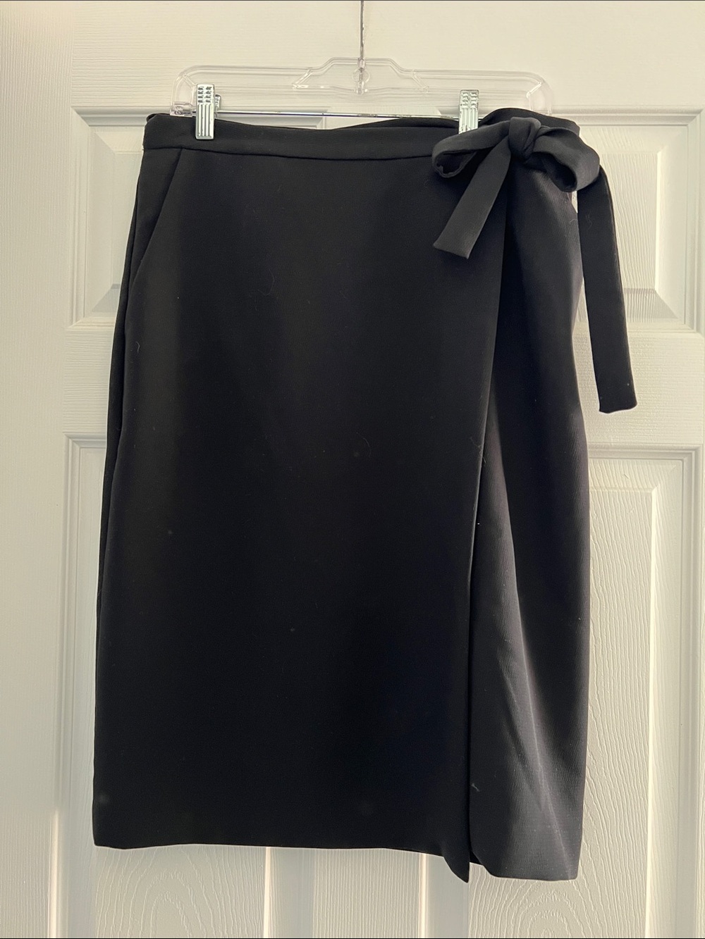 Black Wrap Pencil Skirt with Side Tie